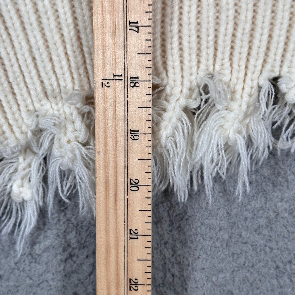 Cropped Sweater Cream Knit Oversized Frayed Women's‎ M/L Grunge Thrashed Event - Picture 5 of 16